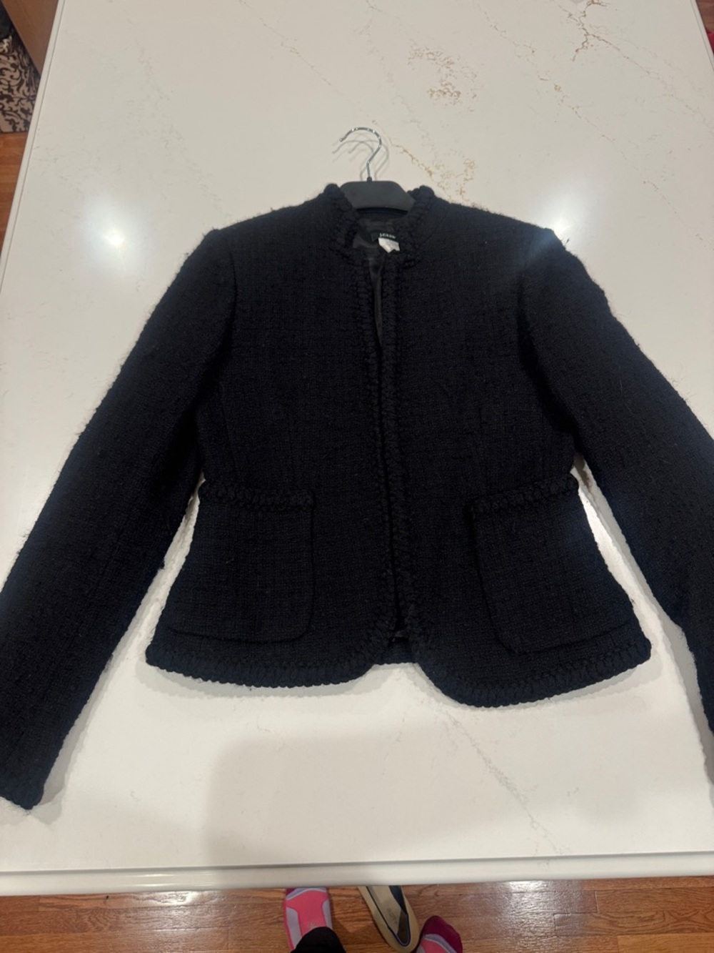 J. Crew Black Tweed Cropped Blazer